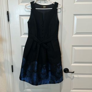 Eva Franco Black and Metallic Blue Dress Size 6